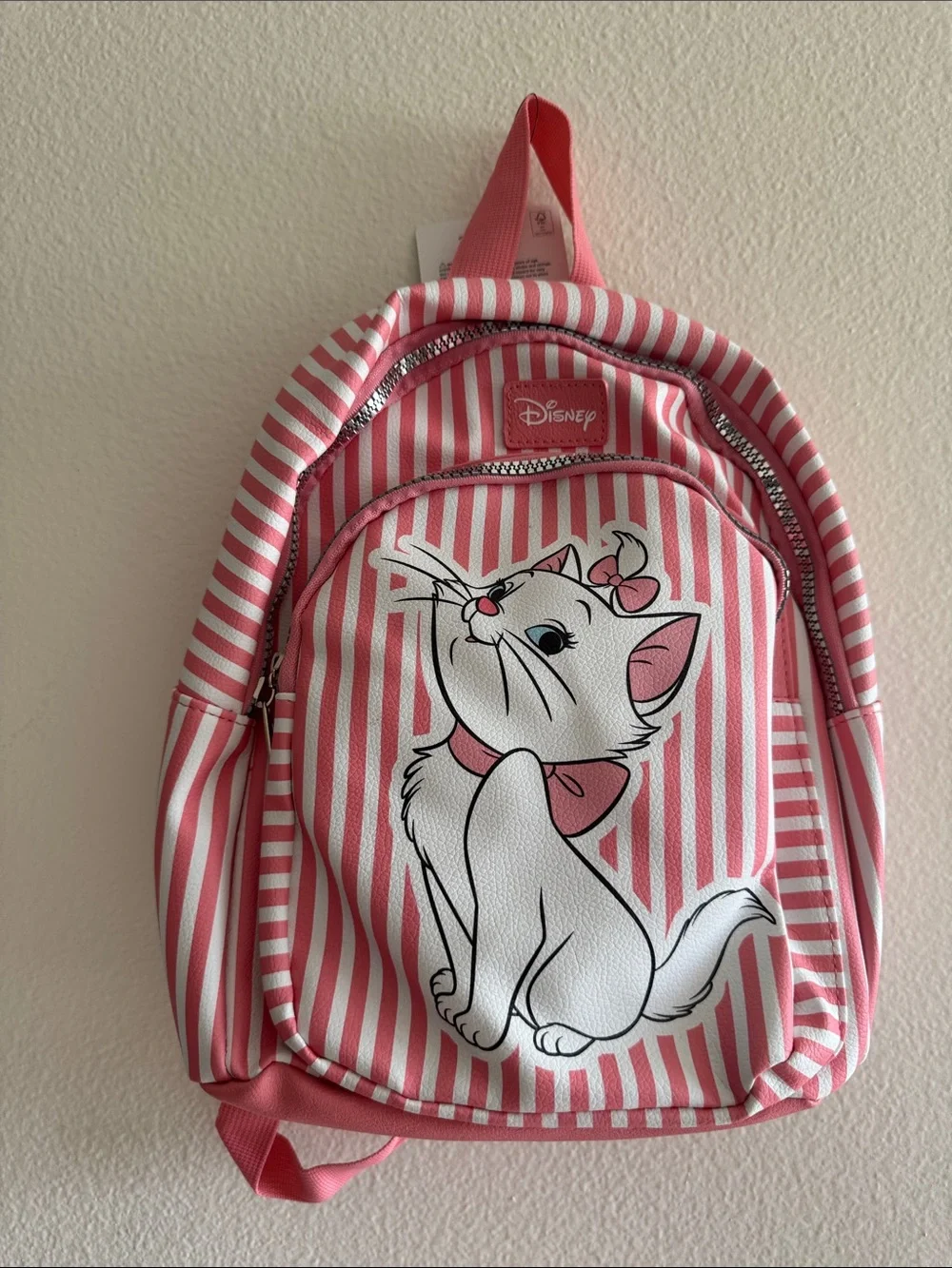 NWT Disney Pink and White Striped Marie Cat Mini Backpack 💖